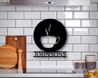 Kitchen Sign Kitchen Decor Family Name Sign Last Name Sign Coffee Sign Metal Sign For Kitchen Coffee Bar Decor Coffee Bar Sign Decorations