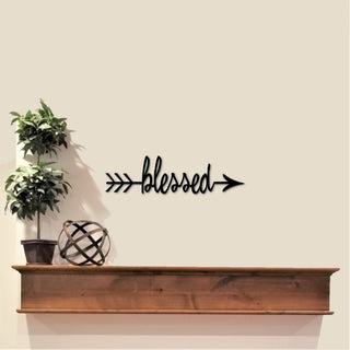 Blessed Sign Split Arrow Cursive Blessed Word Sign Blessed Wall Decor Arrow Decor Metal Word Art Words For The Wall Decorations