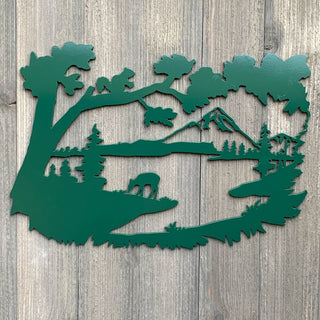 Mountain Scene Metal Sign Cutout Cut Metal Sign Wall Metal Art Decorations