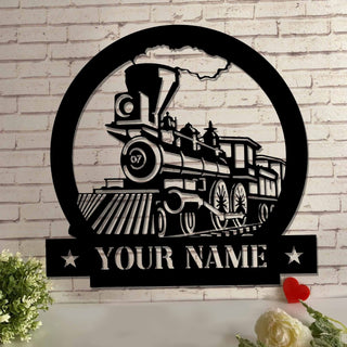 Train Metal Sign Railroad Signs Train Decor Train Metal Wall Steam Train Decor Metal Laser Cut Railway Sign Father Gift Decorations