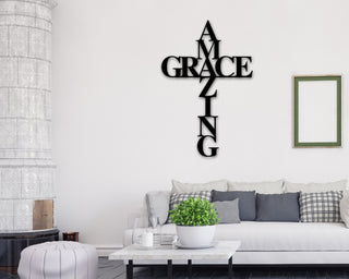 Religious Decor Amazing Grace Metal Sign Metal God Word Sign Custom Metal Cross Amazing Cross Religious Decor Religious Gifts And Art Decorations