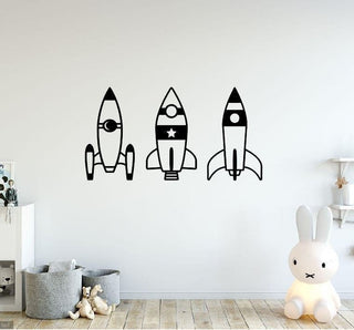 Rocket Ship Metal Sign 3 Rockets Metal Wall Decor Kids Rocket Ship Signs Children Space Decorations