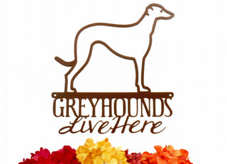 Greyhounds Live Here Metal Sign Copper Greyhound Hound Dog Sign Wall Decor Signs Dog Decorations