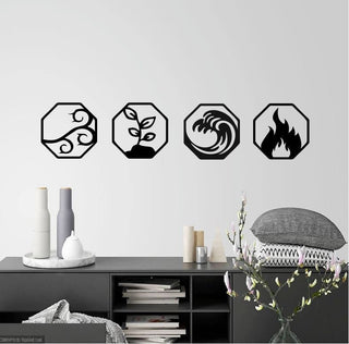 Four Elements Metal Sign 4 Elements Metal Wall Decor Elements Signs Wind Fire Water Earth Decor Decorations