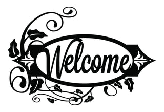 Welcome Metal Sign With Vines Black Outdoor Sign House Sign Door Sign Sign Signage Decorations