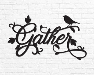 Metal Gather Sign Metal Gather Wall Decor Gather Gather Wall Sign Gather Metal Word Dining Room Metal Cursive Word Sign Decorations