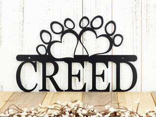 Custom Dog Name Metal Sign With Paw Prints Black Custom Sign Dog Sign Outdoor Sign Decorations