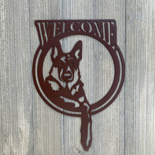 German Shepherd Welcome Metal Sign Cutout Cut Metal Sign Wall Metal Art Decorations