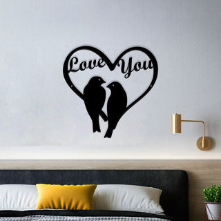 Love Birds Love You Sign Cut From Steel Metal Love Birds Sign Metal Decor Love Unique Gift Wall Decor Valentines Day Gift Decorations