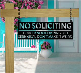 No Solicitating Sign Metal Hanging Funny Yard Stakes Front Porch Decor Decorations