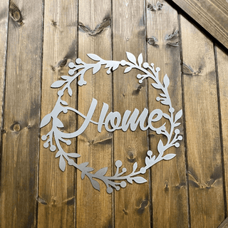 Floral 'home' Door Wreath Cut Metal Sign Metal House Sign Decorations