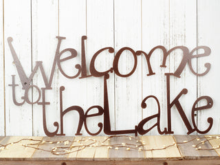 Welcome To The Lake Sign Lake House Decor Cabin Decor Outdoor Sign Wall Decor Laser Cut Metal Copper Vein Shown Decorations