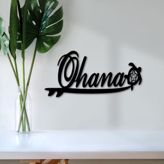 Ohana Metal Sign Hawaii Family Sign Hawaiian Art Ohana With Sea Turtle On Surfboard Surf Gifts Beach Decor Hawaii Gift Decorations