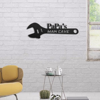 Family Papa's Spanner Customized Name Cut Metal Sign Decorations