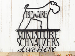 Miniature Schnauzers Live Here Metal Sign Black Full Tail Miniature Schnauzer Schnauzers Beware Dog Sign Decorations