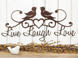 Live Laugh Love Birds Wall Decor Rustic Decor Lake House Decor Heart Wall Hanging Metal Sign Decorations