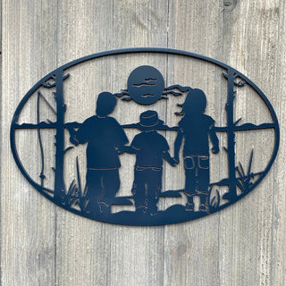 Kids Fishing Metal Sign Cutout Cut Metal Sign Wall Metal Art Decorations