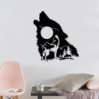 Howling Wolf Moon Mountain Wolf Metal Sign Wolf Room Decor Moon Decor Moon Wolf Wildlife Art Decorations