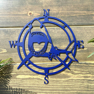 Shark Compass Wall Decor Cut Metal Sign Metal House Sign Decorations