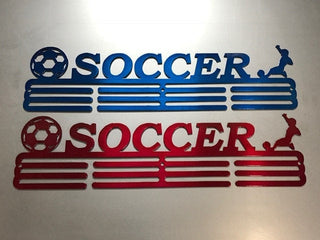 Soccer Medal Hanger Holder Display Rack Male 3 Rung Cut Metal Sign Decorations