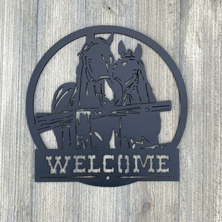 Horse Welcome Metal Sign Cutout Cut Metal Sign Wall Metal Art Decorations