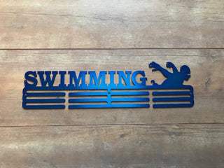 Swimming Medal Hanger Holder Display Rack 3 Rung Cut Metal Sign Decorations