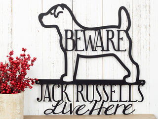 Jack Russells Live Here Metal Sign Black Jack Russell Dog Lover Gift Door Sign Outdoor Sign Decorations