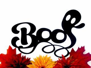 Halloween Decor Outdoor Boo Sign With Ghost Laser Cut Metal Sign Matte Black Shown Decorations