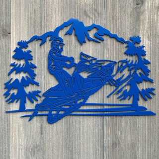 Snowmobile Scene Metal Sign Cutout Cut Metal Sign Wall Metal Art Decorations