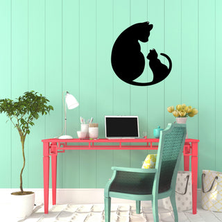 Baby And Mom Cat Sitting Together Indoor Metal Signs Gift Ideas For Cat Lovers Decorations