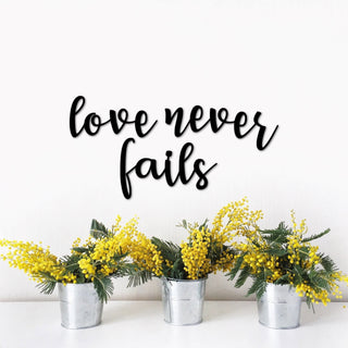 Love Never Fails Metal Wall Words Love Quote For The Wall Inspirational Sayings Love Decor For Master Bedroom Religious Scripture Decorations