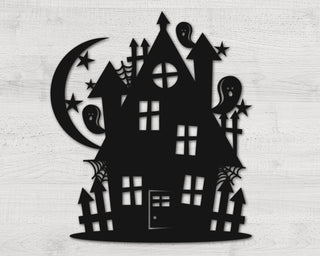 Haunted House Metal Sign Halloween Wall Decor Metal Halloween Decoration Fall Door Hanger Haunted House Halloween Gift Decorations