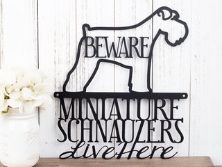 Miniature Schnauzers Live Here Metal Sign Black Schnauzer Signs Outdoor Metal Sign Beware Dog Decorations