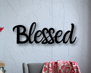 Blessed In Script Blessed Blessed Sign Blessed Sign In Script Blessed Metal Script Blessed Metal Sign Decorations