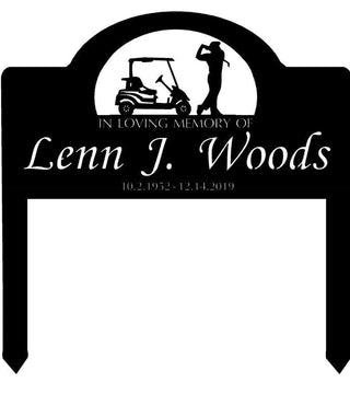 In Memory Sign With Golf Cart And Golfer Metal House Sign Decorations