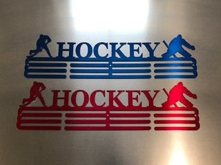 Hockey Medal Hanger Holder Display Rack 3 Rung Cut Metal Sign Decorations