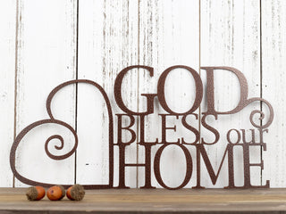 God Bless Our Home Metal Sign God Bless Heart Wall Hanging Metal Wall Decor Religious Decor Home Sign Sign Decorations