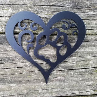 Cat Paw Heart Metal Sign Heart Shaped Steel Wall Hanging With Cat's Paw Gift For Feline Lover Metal Art Wall Decor Decorations