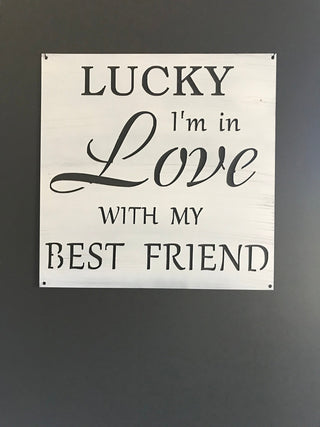 Metal Plaque Lucky Im In Love With My Best Friend Metal House Sign Decorations