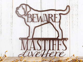 English Mastiffs Live Here Metal Sign Copper English Mastiff Mastiff Door Sign Dog Sign Decorations