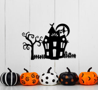 Haunted House Decor Halloween Decoration Shelf Sitter Metal Halloween Decor Custom Metal Sign Halloween Gift Decorations