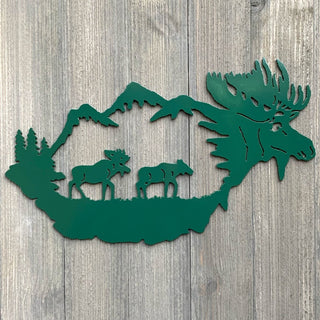 Moose Mountain Scene Metal Sign Cutout Cut Metal Sign Wall Metal Art Decorations