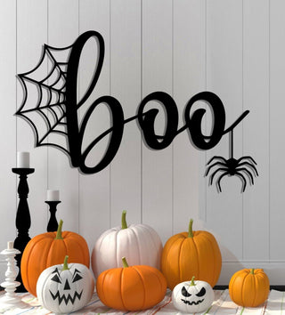 Boo Halloween Metal Sign Boo Sign Happy Halloween Welcome Sign Halloween Decor Halloween Pumpkin Bat Sign Boo Spider Sign Decorations