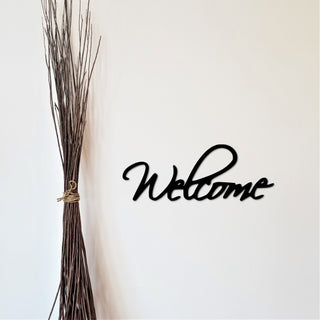 Welcome Sign Cursive Welcome Word Entryway Sign Housewarming Gift Metal Word Artfront Door Hanger Script Sign Decorations