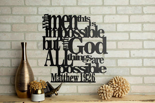 Matthew 19:26 With God All Things Are Possible Metal Art Wall Hang Cut Metal Sign Wall Metal Art Decorations