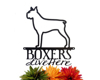 Boxers Live Here Metal Sign Black Dog Sign Outdoor Sign Metal Wall Decor Door Sign Decorations