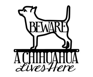 Chihuahua Lives Here Metal Sign Black Chihuahua Breed Dog Sign Toy Dog Small Dog Chihuahua Gift For Dog Decorations