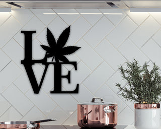 Square Love With Peace Sign Metal Steel Wall Arrt Custom Wacky Hippie Art Weed Love Peace Decor Ideas Multiple Color And Size Options Decorations