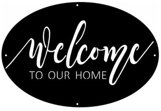 Metal Oval Welcome To Our Home Sign Metal House Sign Decorations