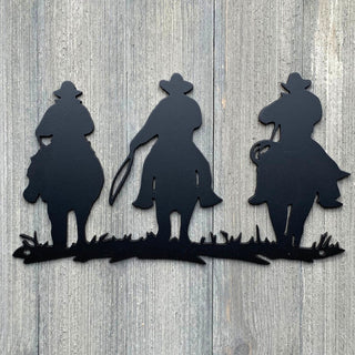 Mounted Cowboys Metal Sign Cutout Cut Metal Sign Wall Metal Art Decorations